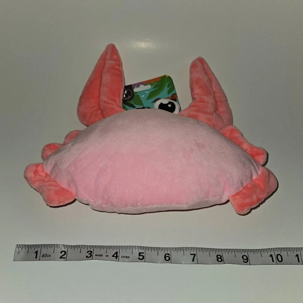 NEW Pawfam Pink Crab Plush Pet Dog Toy Squeaker 10
